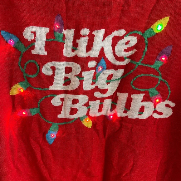 Tipsy Elves Sweater Light Up I like Big Bulbs Christmas Party size M - Picture 4 of 11